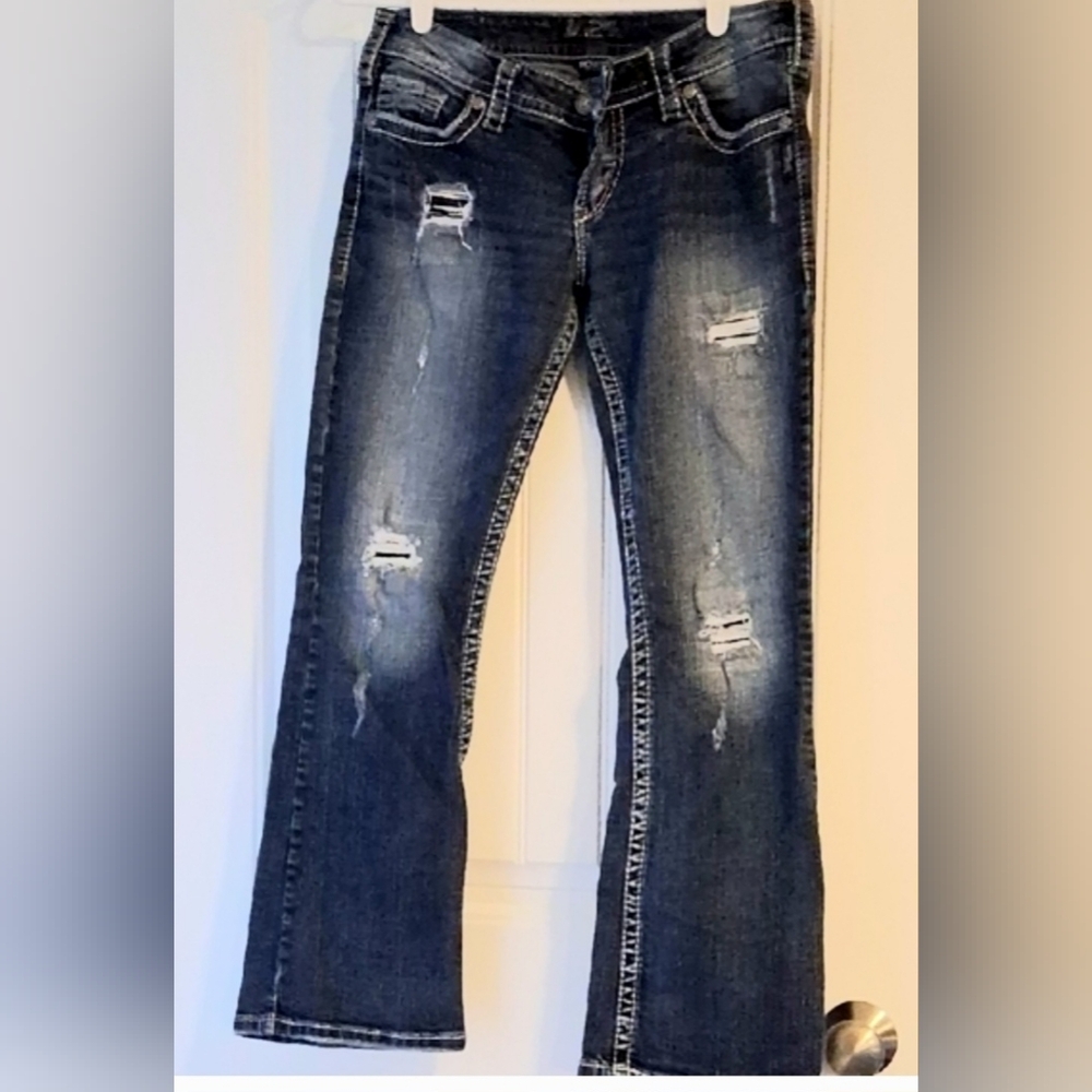 Womens Size 29 Silver Dark Wash Bootcut Jeans